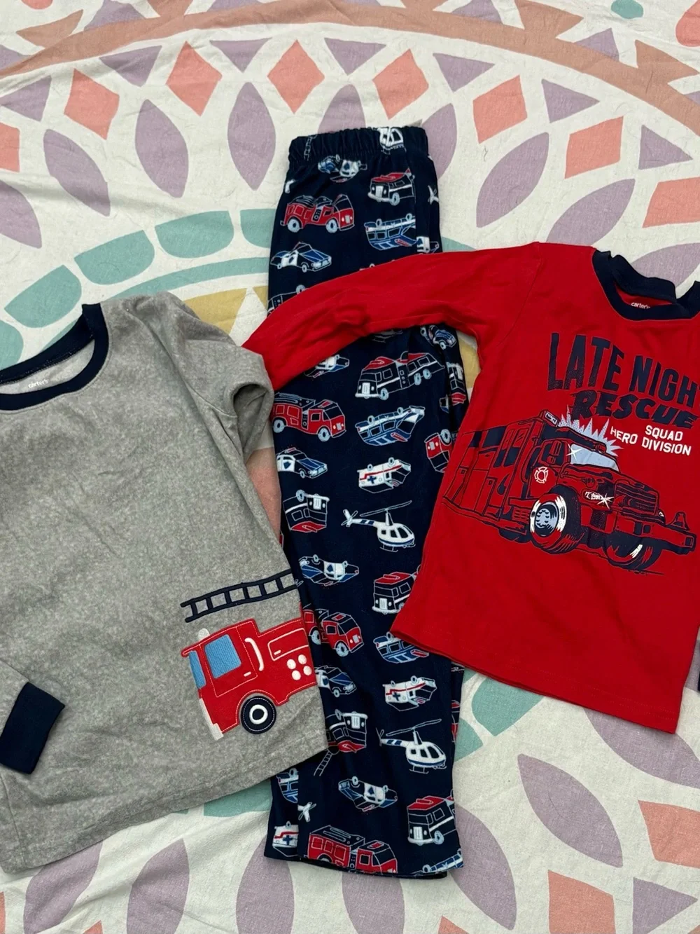 Carter's Red, Gray & Navy Fire Rescue Pajama Set